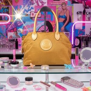 Vintage Fendi Mustard Nylon Shoulder Bag Leather Trim